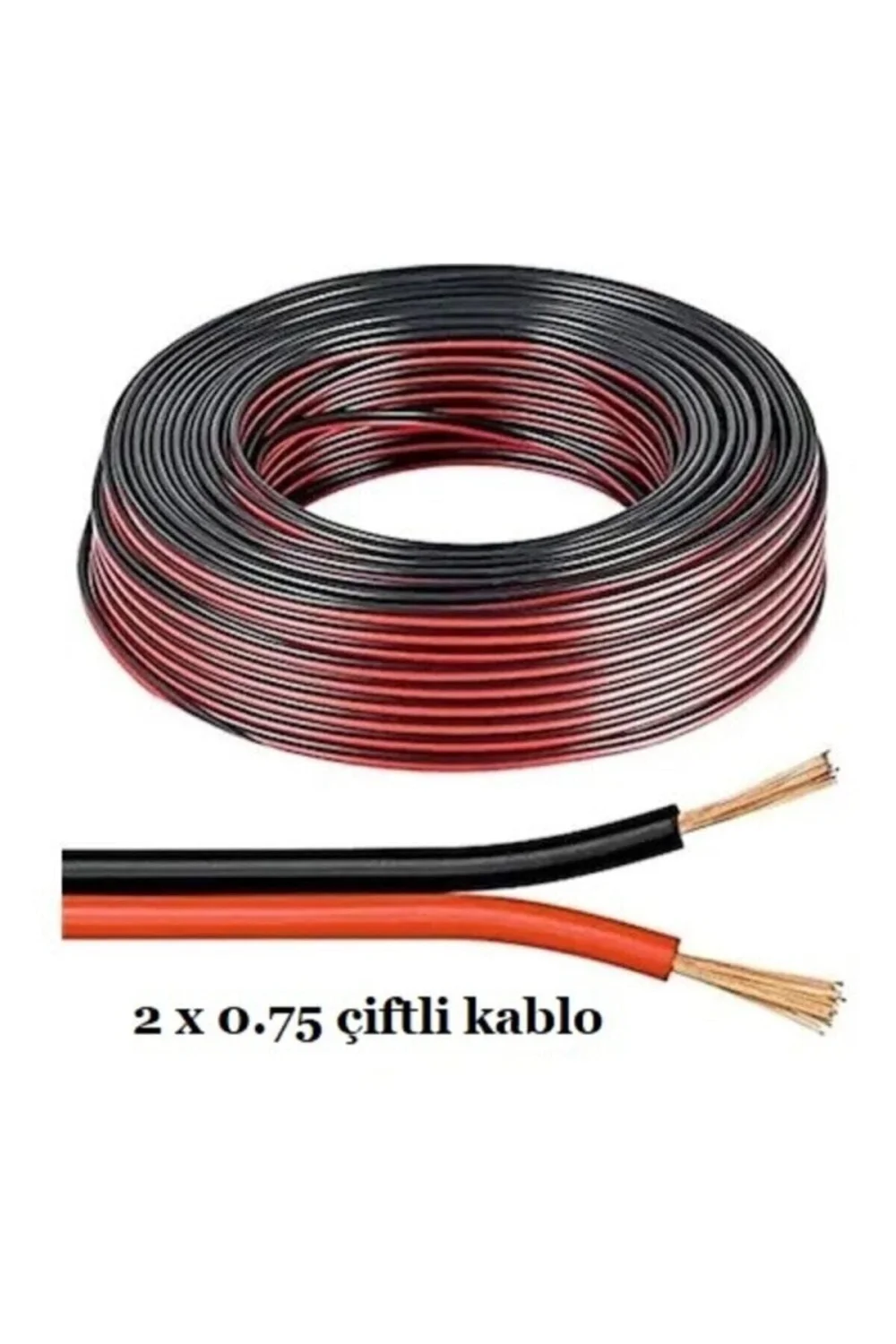 Çiftli Kablo Tesisat Hoparlör Kablosu 2 X 0.75 Elektrik Kablosu 5 Metre Fiyatıdır
