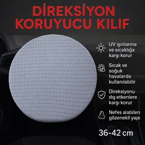 Drs Tuning Direksiyon Koruyucu Kılıf Universal UV, Toz, Isı Koruma Yaz Kış Kullanıma 36-42 cm - Görsel 2