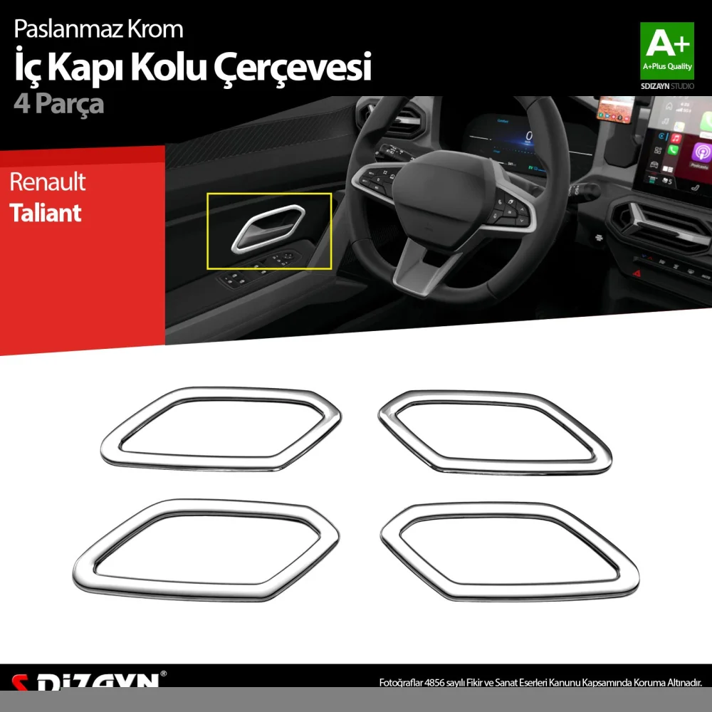 Drs Tuning Renault Taliant Krom İç Kapı Kolu Çerçevesi 4 Prç 2021 Üzeri A+ Kalite