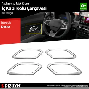s-dizayn uyumlu Renault Duster Krom İç Kapı Kolu Çerçevesi 4 Prç 2024 Üzeri A+ Kalite (Mat Krom) modelleri DRS Tuning'de. Kaliteli malzeme, hızlı kargo ve