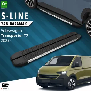S-Dizayn Volkswagen Transporter T7 Kısa Şase S-Line Krom Yan Basamak 223 Cm 2025 Üzeri A+ Kalite thumb 1