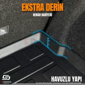 Drs Tuning Peugeot Rifter Seperatörlü 3D Pro Bagaj Havuzu 2019 Üzeri A+ Kalite - Görsel 5