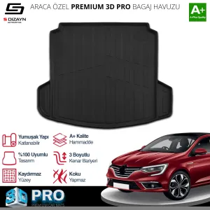 Drs Tuning Renault Megane 4 Sedan 3D Pro Bagaj Havuzu Çift Kulaklı 2016 Üzeri A+ Kalite - Görsel 2