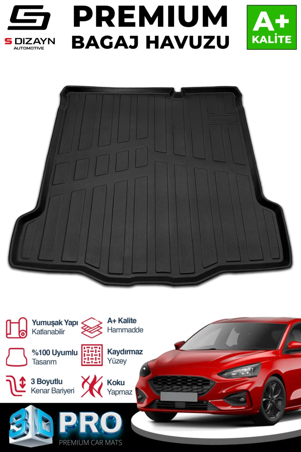 Drs Tuning Ford Focus 4 Sedan Tamir Kitli 3D Pro Bagaj Havuzu 2018 Üzeri A+ Kalite