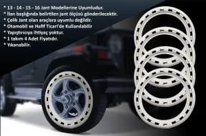 Chevrolet Uyumlu 13 Jant At Desenli Lastik Yanağı Beyaz Renk 1 Takım 4 Adet - Görsel 2