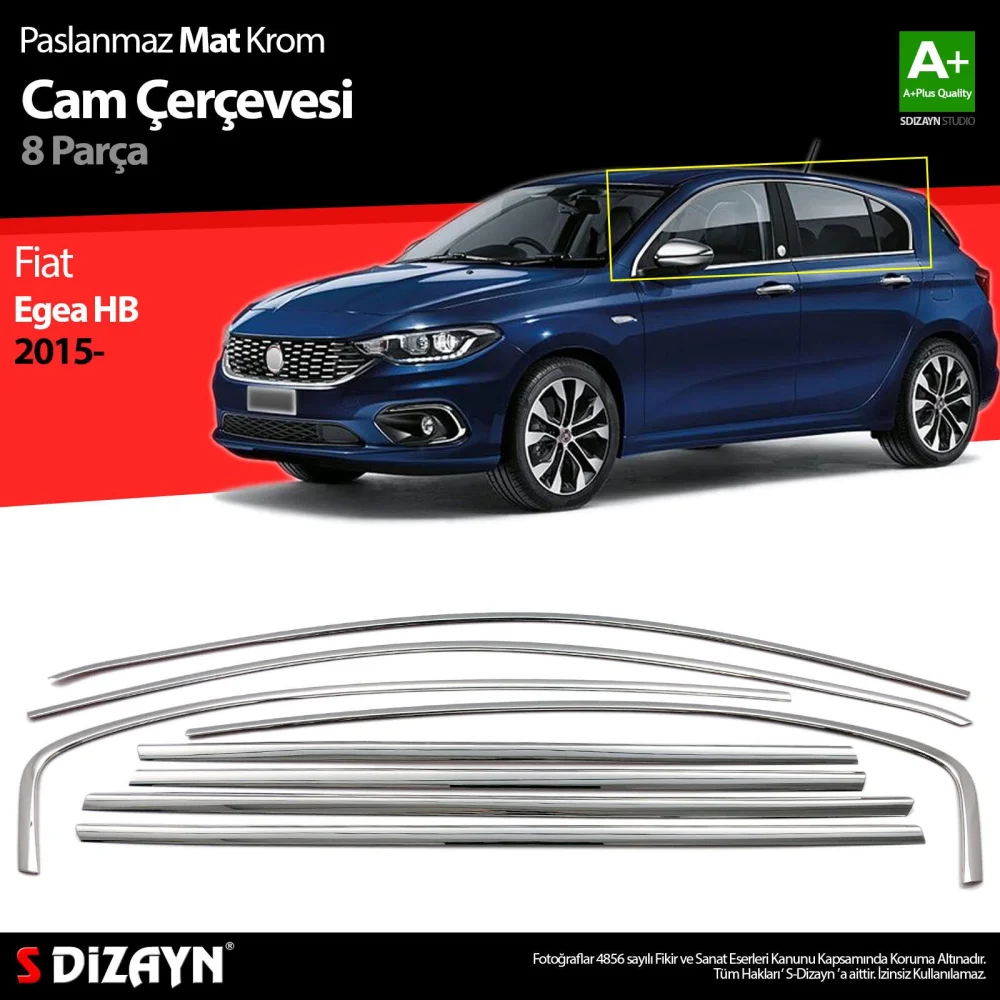 Drs Tuning Fiat Egea HB Krom Cam Çerçevesi 8 Prç. 2015 Üzeri (Mat Krom) A+ Kalite