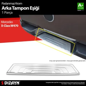 s-dizayn uyumlu Mercedes X-Class Krom Arka Tampon Eşiği 2017 Üzeri A+ Kalite modelleri DRS Tuning'de. Kaliteli malzeme, hızlı kargo ve güvenli alışverişle
