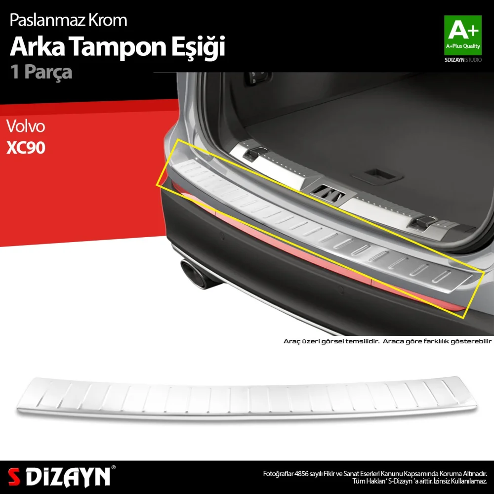 Drs Tuning Volvo XC90 Krom Arka Tampon Eşiği 2002-2015 A+ Kalite