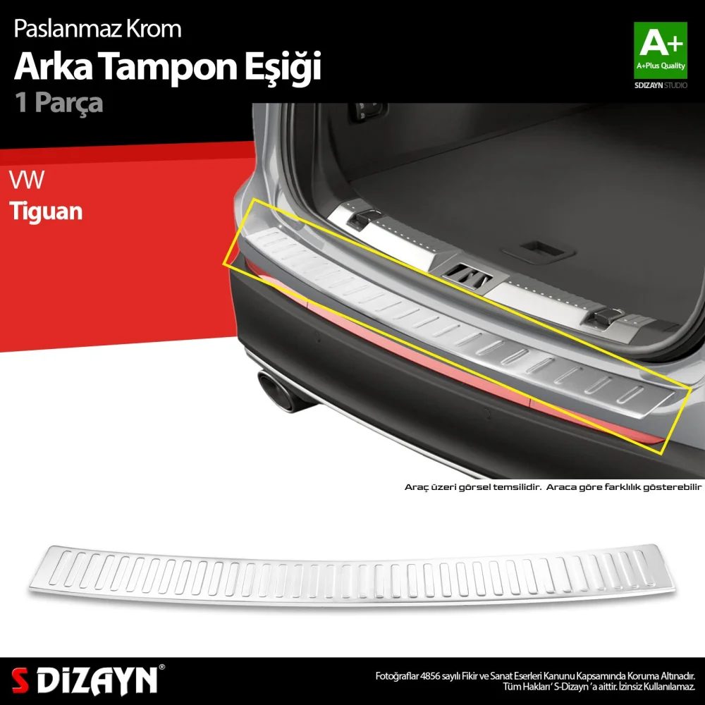 Drs Tuning VW Tiguan Krom Arka Tampon Eşiği 2024 Üzeri A+ Kalite