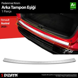 Renault Austral 2022-Günümüz (RHN) uyumlu Krom Arka Tampon Eşiği 2023 Üzeri A+ Kalite modelleri DRS Tuning'de. Kaliteli malzeme, hızlı kargo ve güvenli