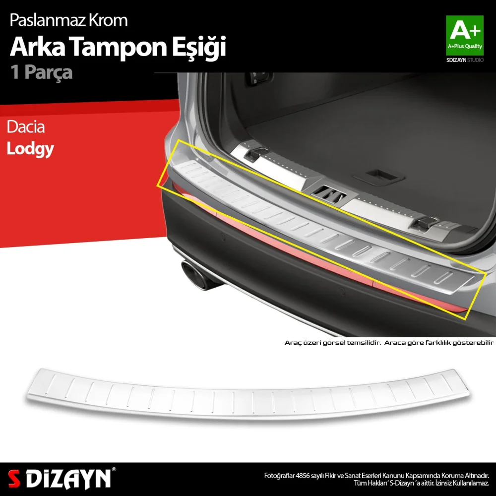 Drs Tuning Dacia Lodgy Krom Arka Tampon Eşiği 2012 Üzeri A+ Kalite