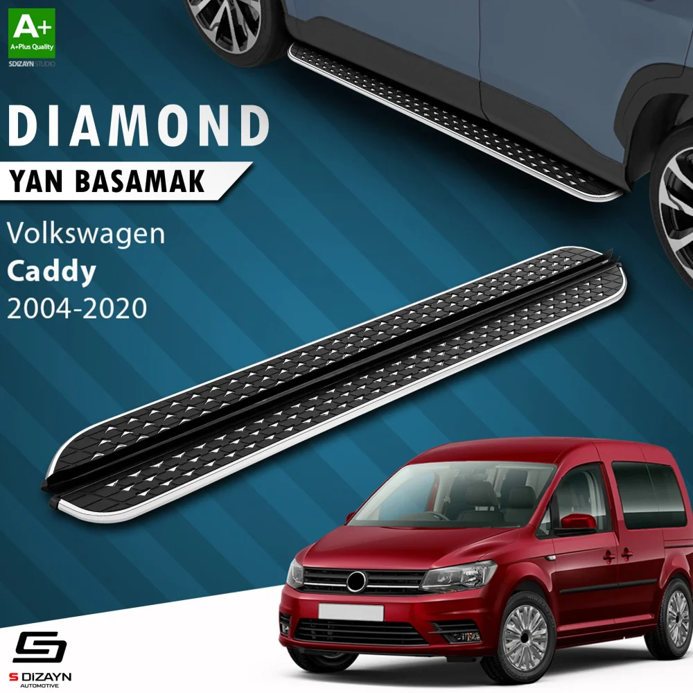 Drs Tuning VW Caddy 3 Uzun Şase Diamond Krom Yan Basamak 223 Cm 2004-2020 A+ Kalite