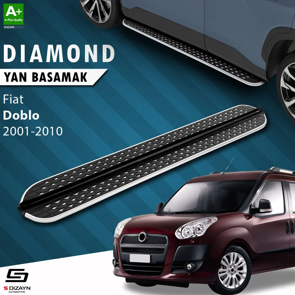 Drs Tuning Fiat Doblo Uzun Şase Diamond Krom Yan Basamak 223 Cm 2001-2010 A+ Kalite
