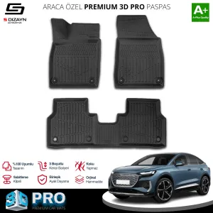 s-dizayn uyumlu Audi Q4 E-Tron 3D Pro Havuzlu Paspas 2021 Üzeri A+ Kalite modelleri DRS Tuning'de. Kaliteli malzeme, hızlı kargo ve güvenli alışverişle hemen