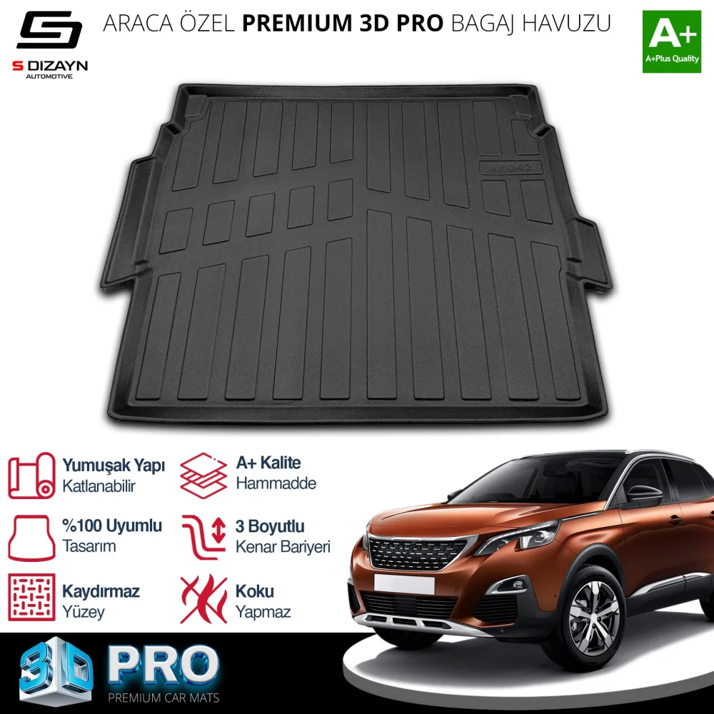 Drs Tuning Peugeot 3008 3D Pro Bagaj Havuzu Üst Bagaj 2016-2023 A+ Kalite