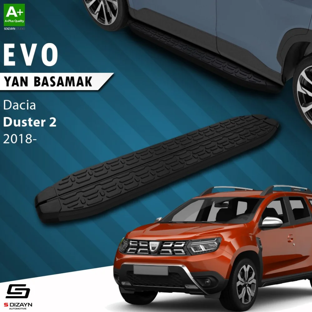 Dacia Duster 2 Evo Siyah Yan Basamak 183 Cm 2018-2023 A+ Kalite