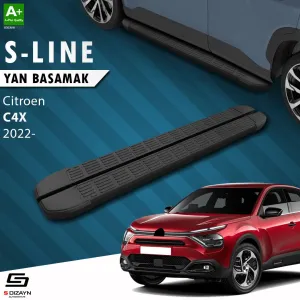 Citroen C4 / C4X 2022-Günümüz uyumlu C4 X S-Line Siyah Yan Basamak 183 Cm 2022 Üzeri A+ Kalite modelleri DRS Tuning'de. Kaliteli malzeme, hızlı kargo ve