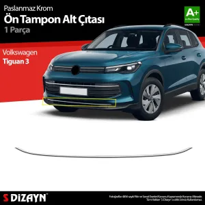 S-Dizayn VW Tiguan 3 Krom Ön Tampon Alt Çıtası 2024 Üzeri A+ Kalite thumb 1