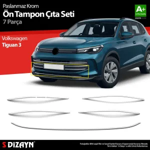 s-dizayn uyumlu VW Tiguan 3 Krom Ön Tampon Çıta 7 Prç. 2024 Üzeri A+ Kalite modelleri DRS Tuning'de. Kaliteli malzeme, hızlı kargo ve güvenli alışverişle hemen