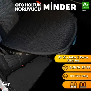 S-Dizayn Oto Koltuk Koruyucu Alt Minder Siyah Universal 2+1 Parça Ön Arka A+ Kalite thumb 2