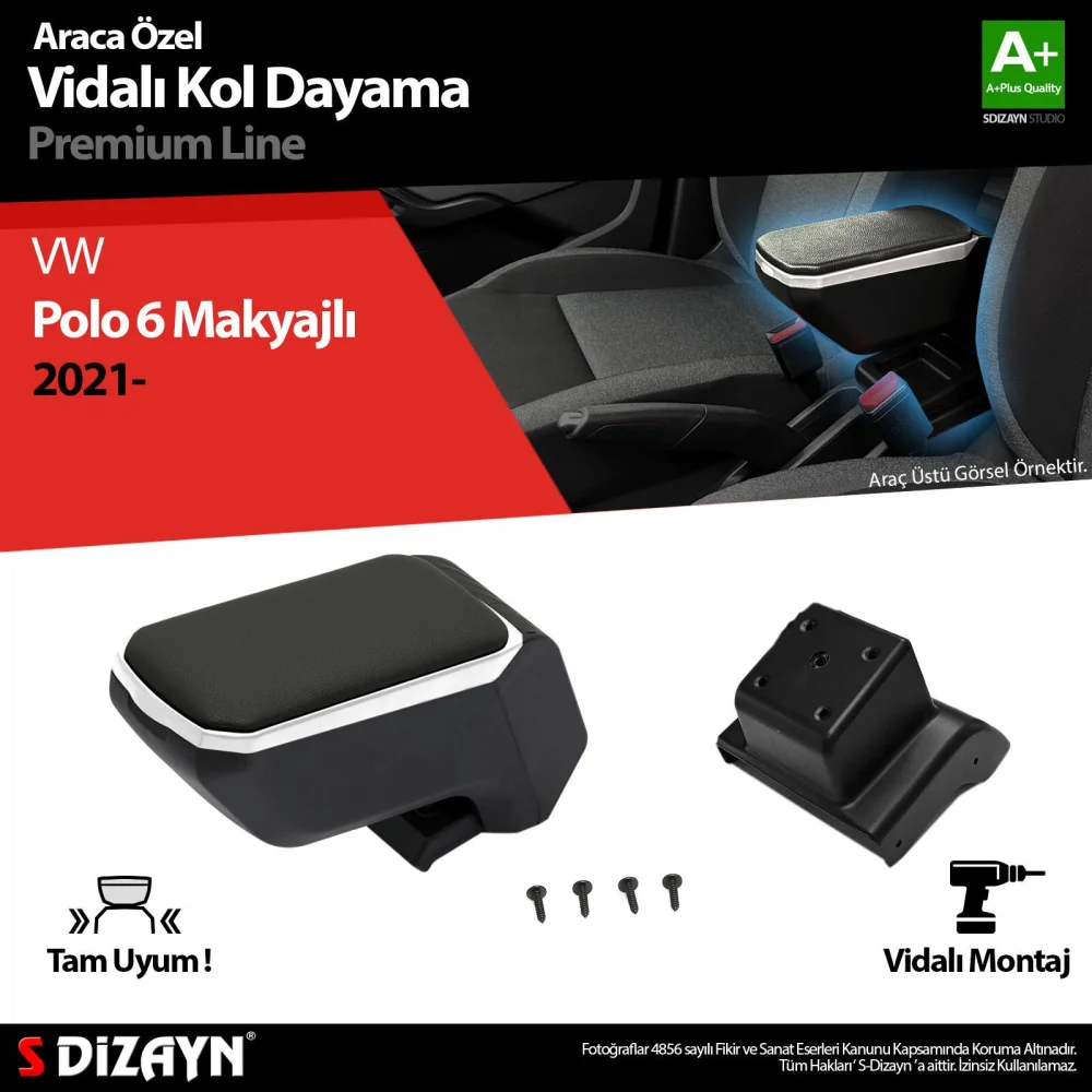 Drs Tuning VW Polo 6 Makyajlı Kol Dayama Kolçak ABS Vidalı Gri 2021 Üzeri A+ Kalite