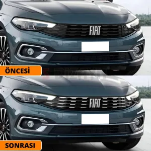 Drs Tuning Fiat Egea SD / HB Krom Ön Panjur Diamond Model 8 Prç 2020 Üzeri (Mat Krom) A+ Kalite - Görsel 5