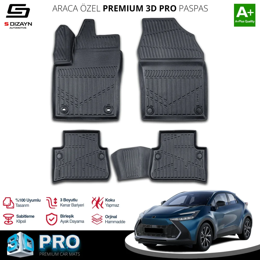 Drs Tuning Toyota C-HR 3D Pro Havuzlu Paspas 2023 Üzeri A+ Kalite
