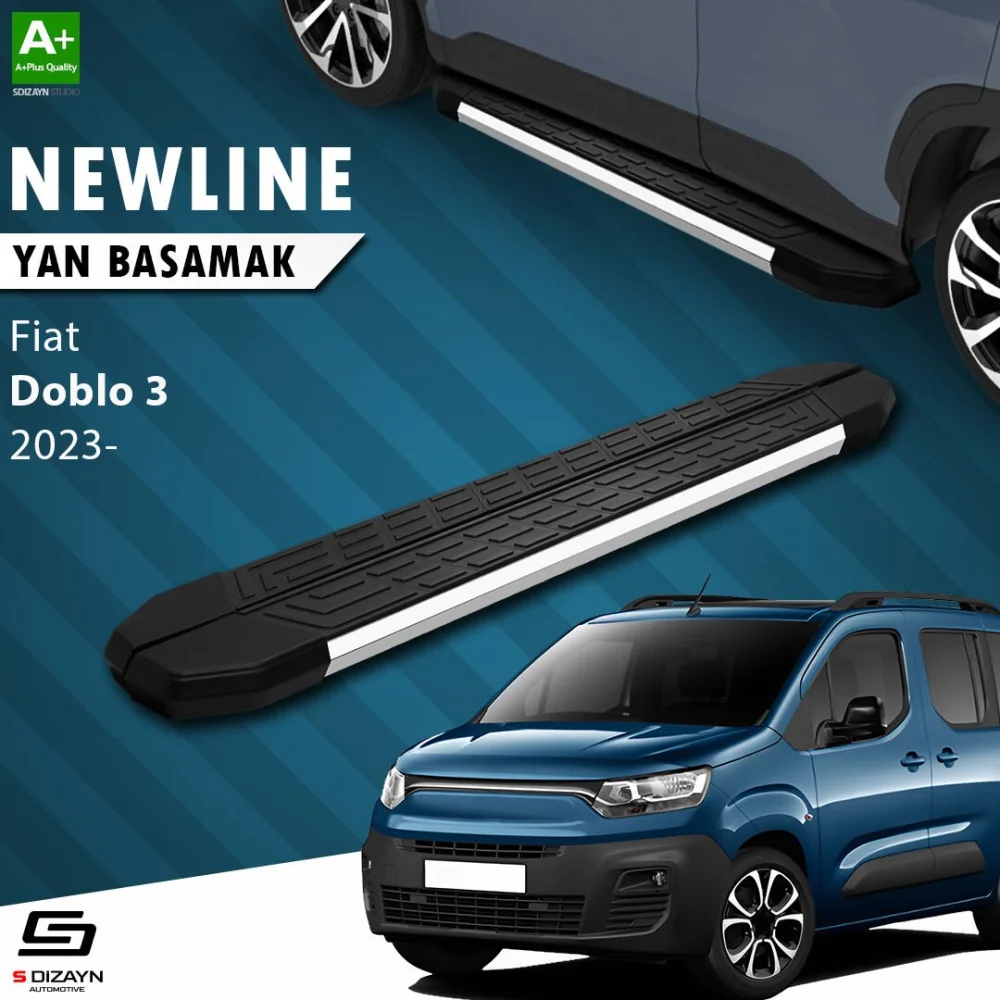 S-Dizayn Fiat Doblo 3 Uzun Şase NewLine Krom Yan Basamak 213 Cm 2023 Üzeri A+ Kalite