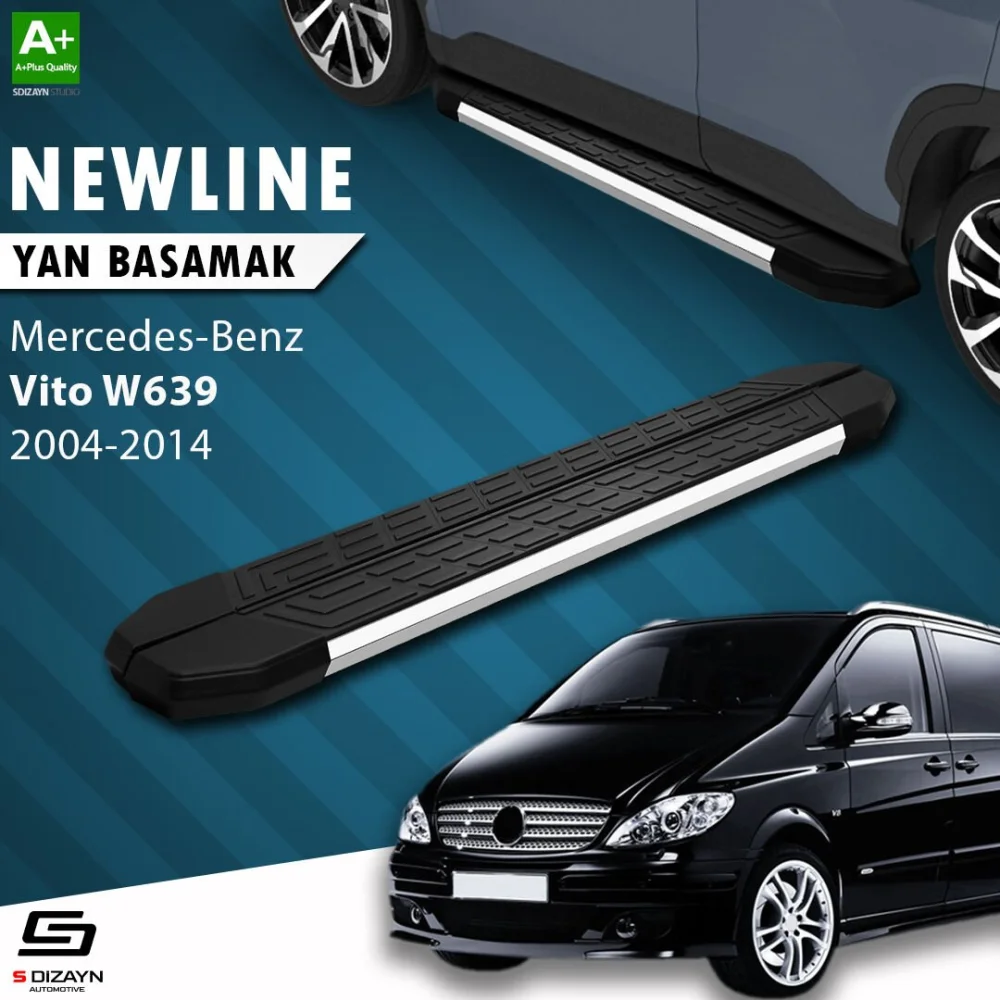 S-Dizayn Mercedes Vito W639 Uzun Şase NewLine Krom Yan Basamak 253 Cm 2004-2014 A+ Kalite
