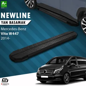S-Dizayn Mercedes Vito W447 Uzun Şase NewLine Siyah Yan Basamak 253 Cm 2014 Üzeri A+ Kalite thumb 1