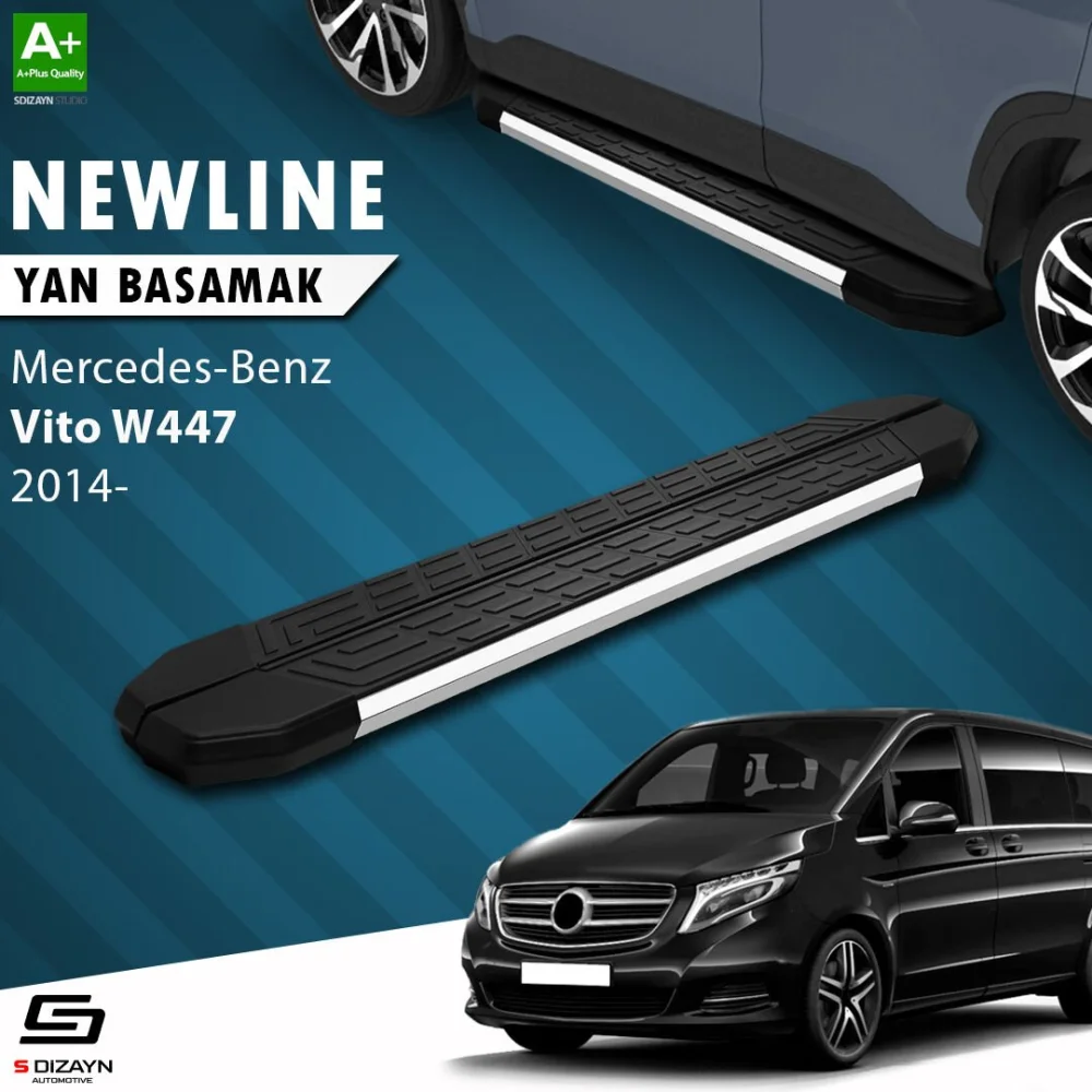 S-Dizayn Mercedes Vito W447 Kısa Şase NewLine Krom Yan Basamak 233 Cm 2014 Üzeri A+ Kalite