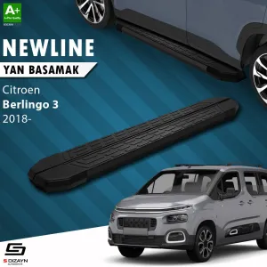 S-Dizayn Citroen Berlingo 3 Uzun Şase NewLine Siyah Yan Basamak 213 Cm 2018 Üzeri A+ Kalite thumb 1
