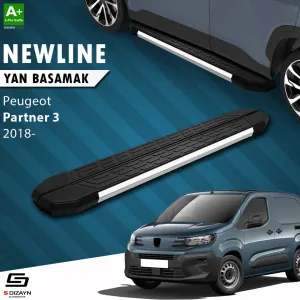 Peugeot Partner 2018-Günümüz (K9) uyumlu 3 Uzun Şase NewLine Krom Yan Basamak 213 Cm 2018 Üzeri A+ Kalite modelleri DRS Tuning'de. Kaliteli malzeme, hızlı