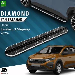 Dacia Sandero 2020-Günümüz (DJF) uyumlu 3 Stepway Diamond Krom Yan Basamak 183 Cm 2020 Üzeri modelleri DRS Tuning'de. Kaliteli malzeme, hızlı kargo ve güvenli