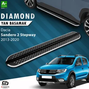 Dacia Sandero 2012-2020 (B52) uyumlu 2 Stepway Diamond Krom Yan Basamak 173 Cm 2013-2020 modelleri DRS Tuning'de. Kaliteli malzeme, hızlı kargo ve güvenli