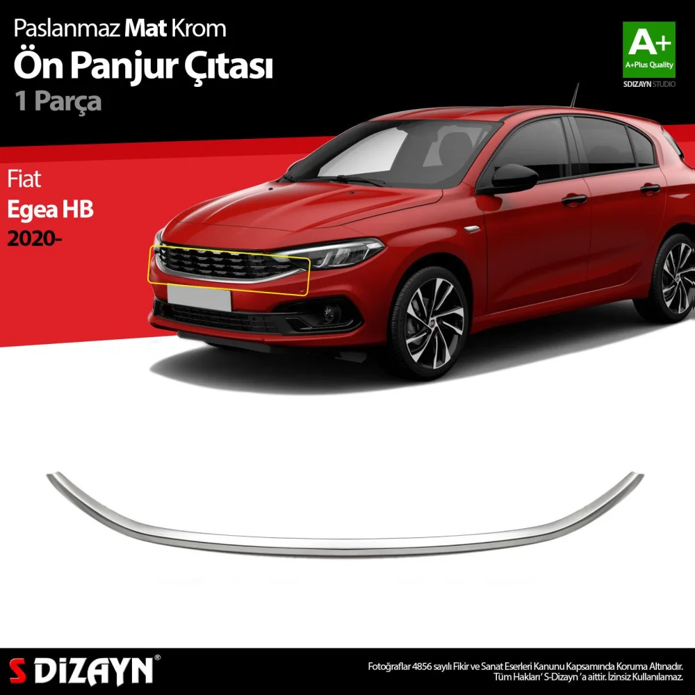 Drs Tuning Fiat Egea HB Krom Ön Panjur Çıtası 2020 Üzeri (Mat Krom) A+ Kalite