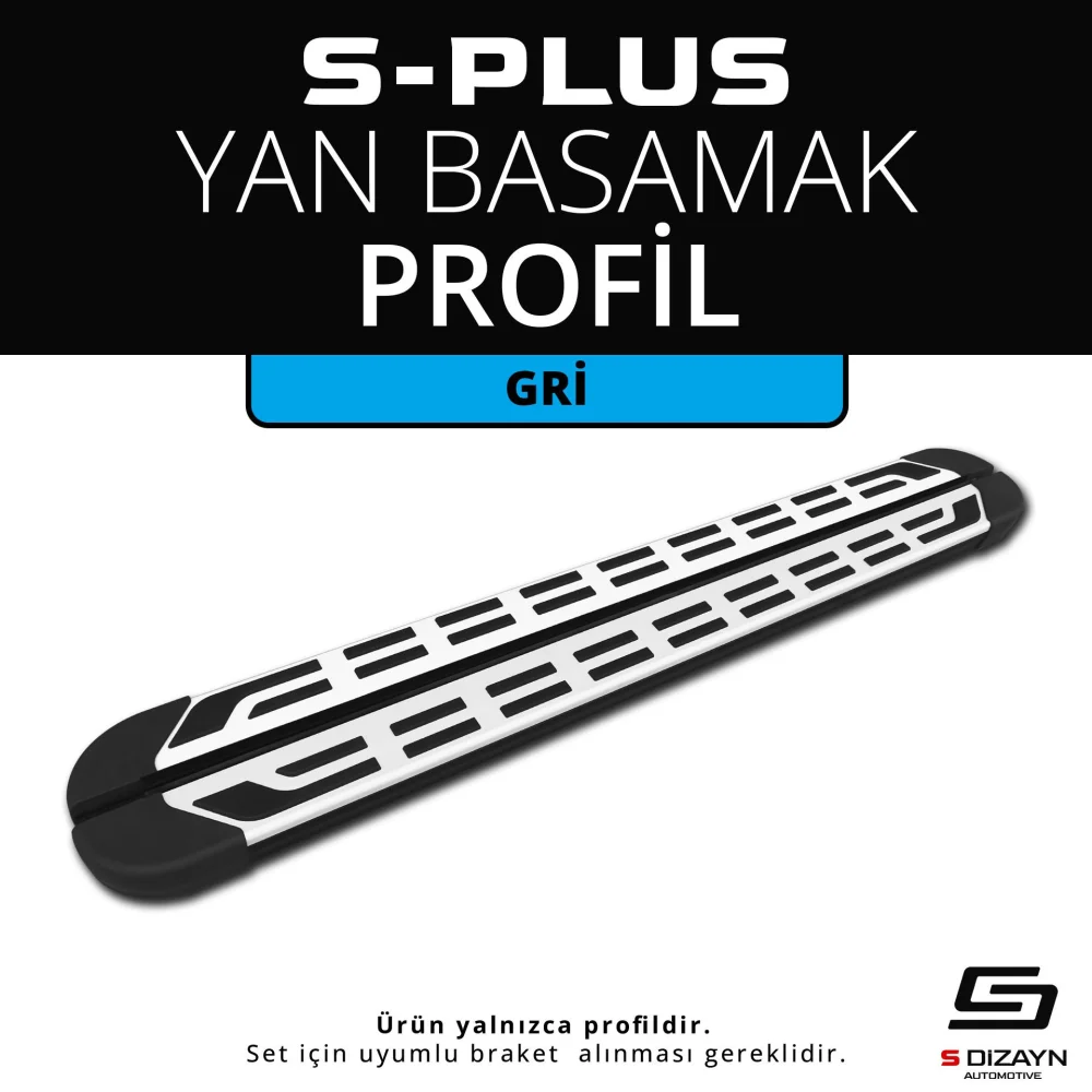 S-Plus Gri Yan Basamak Profil 173 Cm Etekli