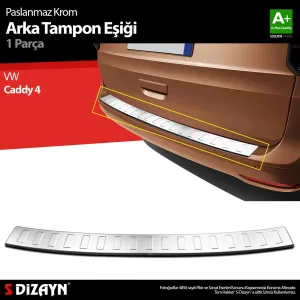 S-Dizayn VW Caddy 4 Krom Arka Tampon Eşiği 2021 Üzeri thumb 1