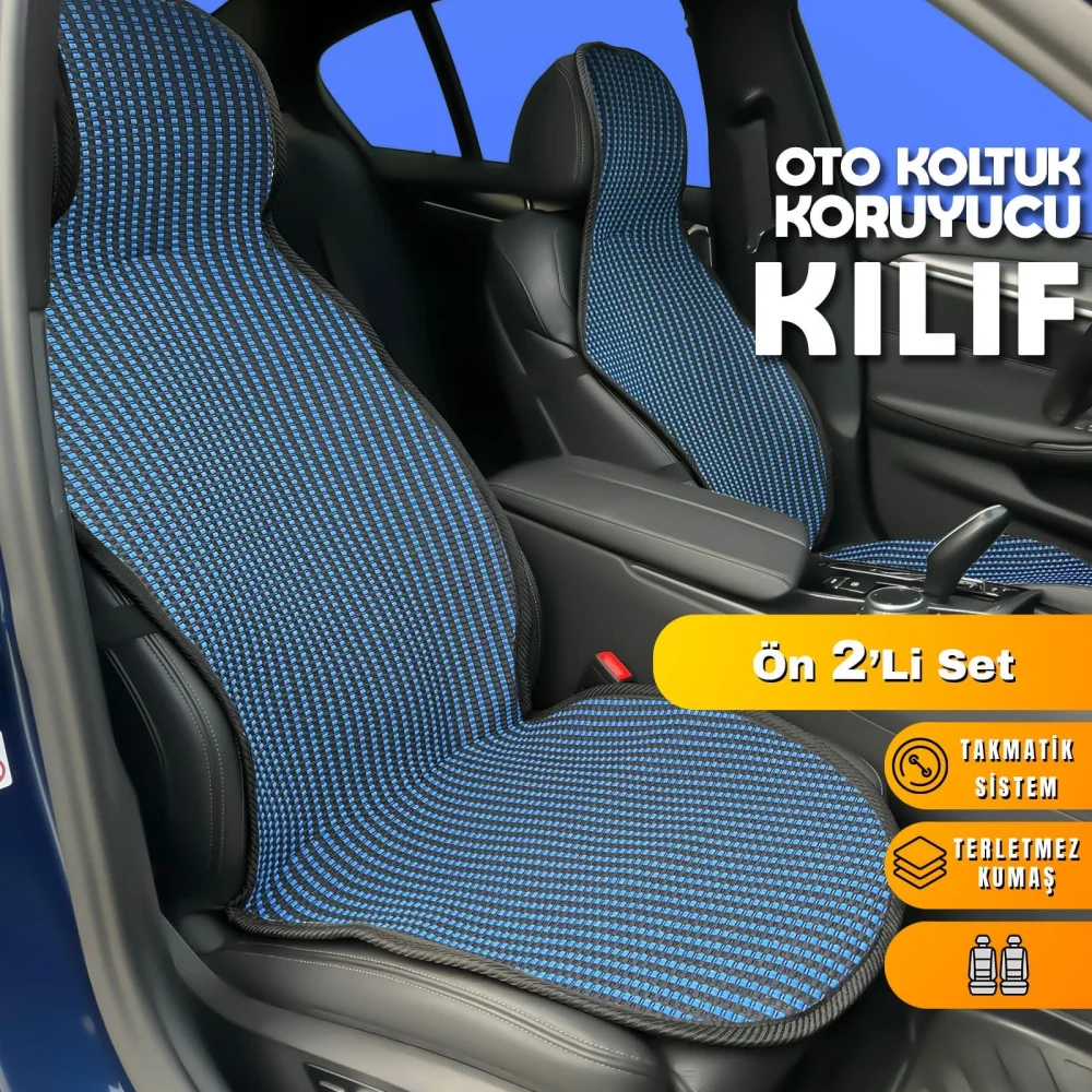 Opel Astra J Uyumlu Koltuk Kılıfı Minder Çizgili Siyah Mavi 2+1 Ön Arka Set