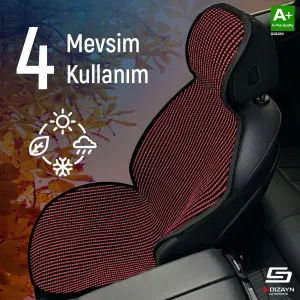 Renault Clio 4 Uyumlu Koltuk Kılıfı Minder Çizgili Siyah Kırmızı 2+1 Ön Arka Set thumb 2