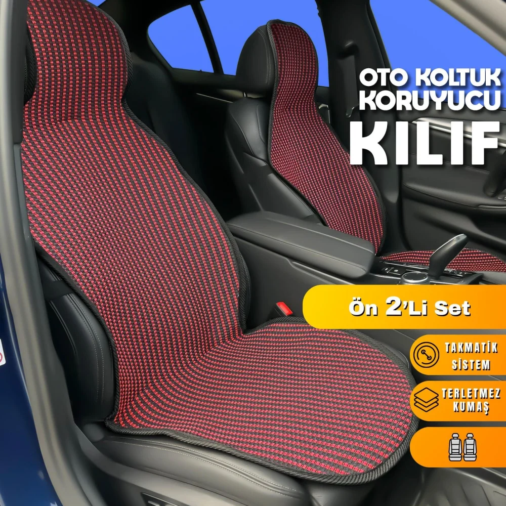 Fiat Palio Uyumlu Koltuk Kılıfı Minder Çizgili Siyah Kırmızı 2+1 Ön Arka Set
