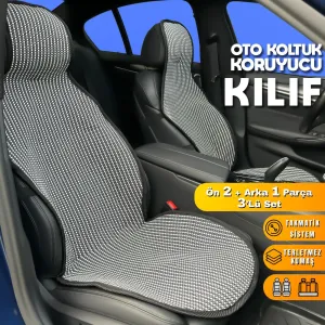 Drs Tuning Oto Koltuk Koruyucu Kılıf Çizgili Füme Beyaz Universal 2+1 Parça Ön Arka A+ Kalite