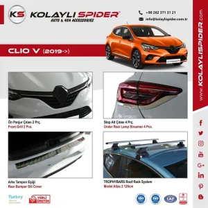 Renault Clio 5 Stop Altı Çıtası 4 Prç Krom 2019 ve Sonrası thumb 4