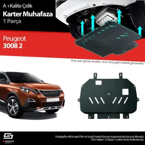 S-Dizayn Peugeot 3008 Çelik Karter Muhafaza Koruma 2016-2023 A+ Kalite						                Araca &ouml;zel Karter Koruma 2mm HRP &Ccedil;elik den &uuml;retilme