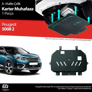 S-Dizayn Peugeot 5008 Çelik Karter Muhafaza Koruma 2017-2023 A+ Kalite						                Araca &ouml;zel Karter Koruma 2mm HRP &Ccedil;elik den &uuml;retilme