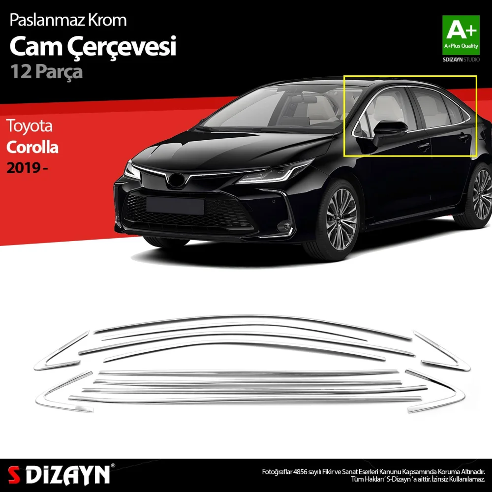 Drs Tuning Toyota Corolla Krom Cam Çerçevesi 12 Prç. 2019 Üzeri
