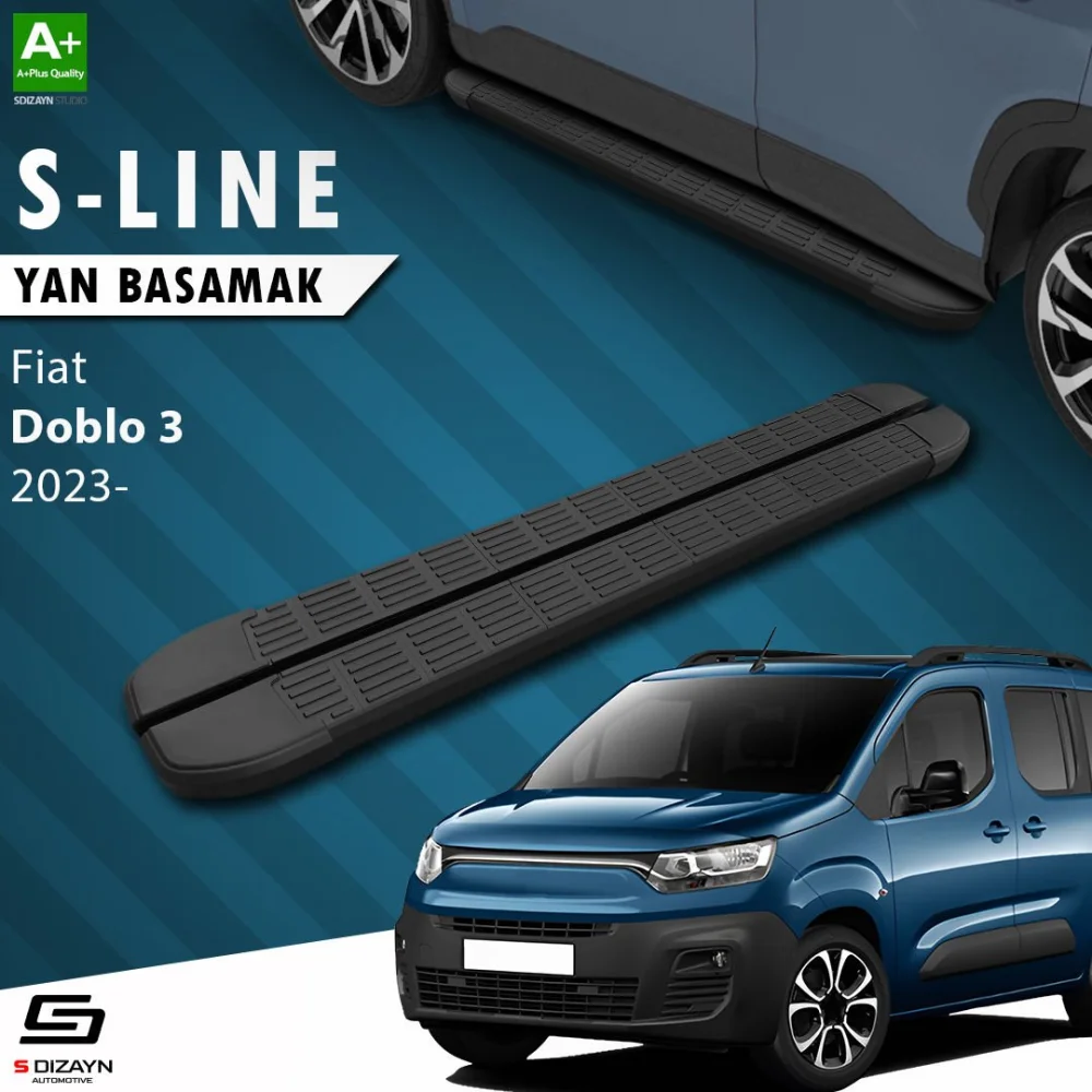 Fiat Doblo 3 Uzun Şase S-Line Siyah Yan Basamak 213 Cm 2023 Üzeri A+ Kalite