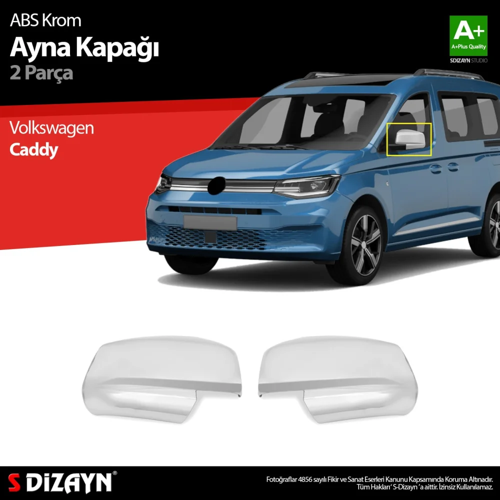 Drs Tuning VW Caddy ABS Krom Ayna Kapağı 2 Prç 2020 Üzeri