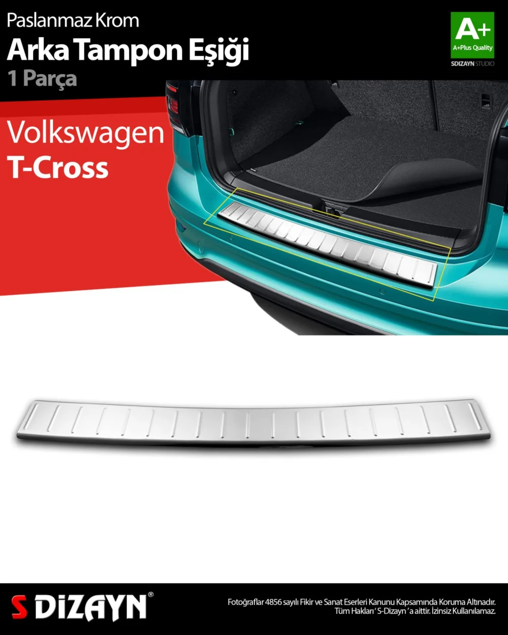 Drs Tuning VW T-Cross Krom Arka Tampon Eşiği 2019 Üzeri