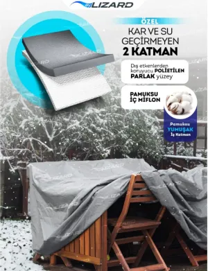 Bahçe Mobilya Masa Sandalye Koruma Kılıf Örtüsü Gri 200x150x75cm Su Geçirmez thumb 3